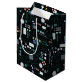 コンピューター回路基板パターン オフィス装飾 ミディアムペーパーバッグ (裏面アングル)