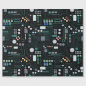 コンピューター回路基板パターン オフィス装飾 ラッピングペーパー (フラット)