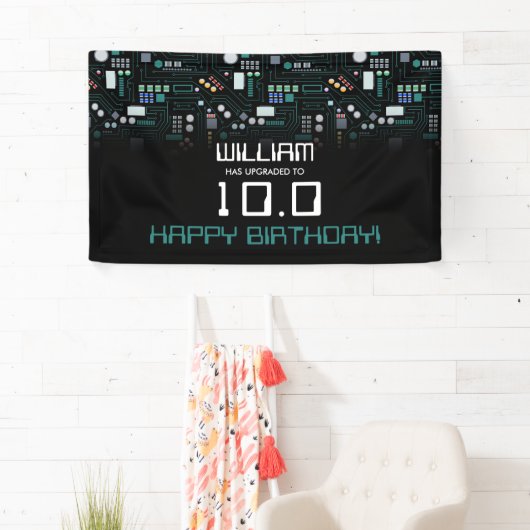 コンピューター基板 キッズ ロボット 誕生日パーティー 横断幕 (インサイチュ)