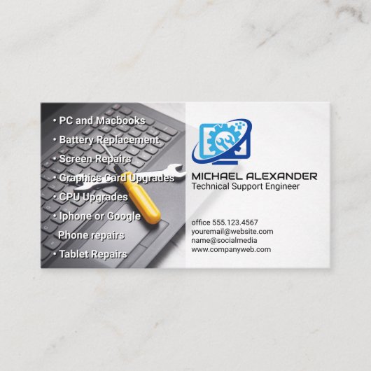 コンピューター技術者 |ハードウェアツール 名刺 (正面)