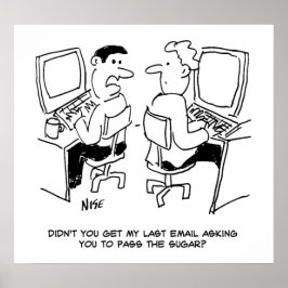コンピューター操作者の電子メールによる砂糖の要求 ポスター