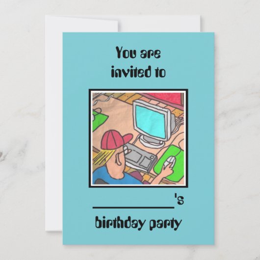 #コンピューター誕生日パーティー招待 by dalDesignNZ 招待状 (正面)