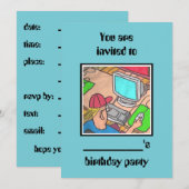 #コンピューター誕生日パーティー招待 by dalDesignNZ 招待状 (正面/裏面)