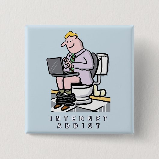 コンピューター、インターネット、ソーシャルメディア中毒 缶バッジ (正面)