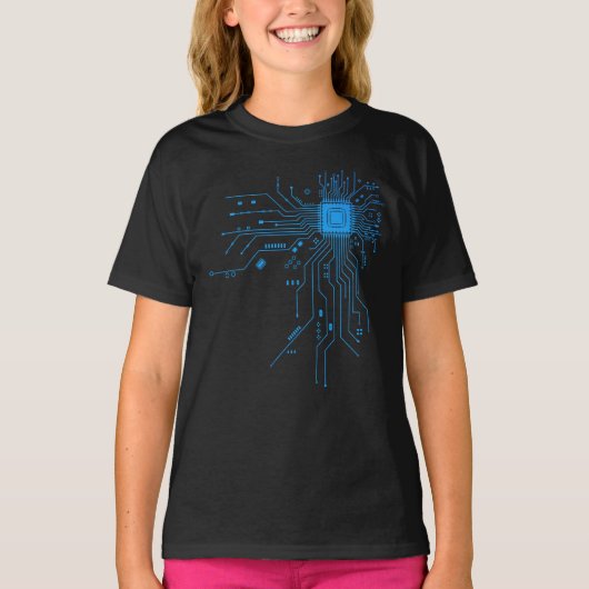 コンピューターCPUチップPCB回路設計テクノロジーギフト Tシャツ (正面)