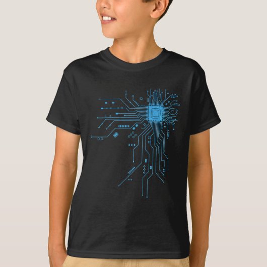 コンピューターCPUチップPCB回路設計テクノロジーギフト Tシャツ (正面)