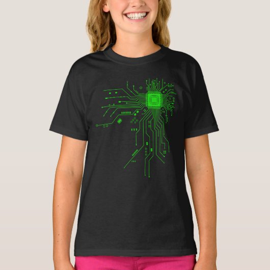 コンピューターCPUチップPCB回路設計テクノロジーギフト Tシャツ (正面)