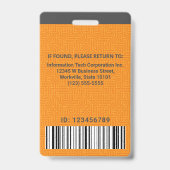 コンピューターIT従業員カスタム写真バーコードロゴ バッジ (裏面)