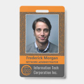 コンピューターIT従業員カスタム写真バーコードロゴ バッジ (正面)