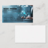 コンピュータ上のビジネスマン | データ 名刺 (正面/裏面)