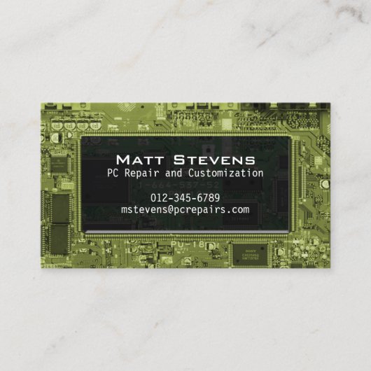 コンピュータ修復名刺の回路ウィンドウ 名刺 (正面)