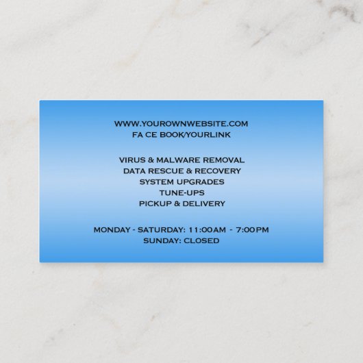 コンピュータ修復名刺 名刺 (裏面)