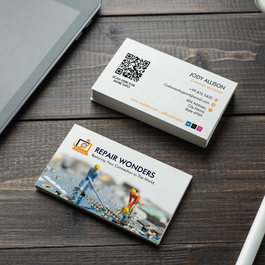 コンピュータ修理事業 | アニメーションシンプルホワイト 名刺