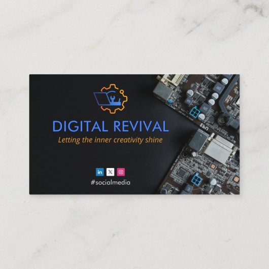 コンピュータ修理事業 | 暗モダン色 名刺 (裏面)