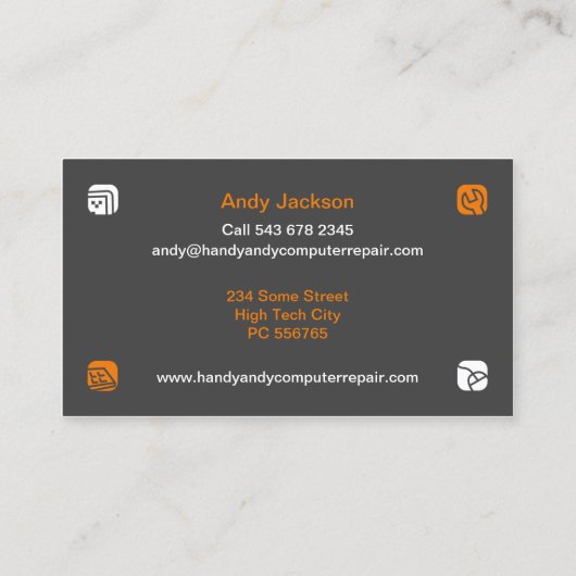 コンピュータ修理名刺 名刺 (裏面)