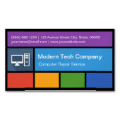 コンピュータ修理小売業者 – カラフルタイルクリエイティブ マグネット名刺 (正面)