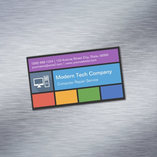 コンピュータ修理小売業者 – カラフルタイルクリエイティブ マグネット名刺 (インサイチュ)