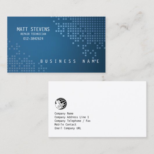 コンピュータ修理技術者の技術スキル 名刺 (正面/裏面)