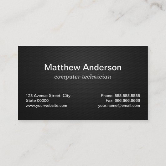 コンピュータ修理技術者のPCマザーボードの写真 名刺 (裏面)