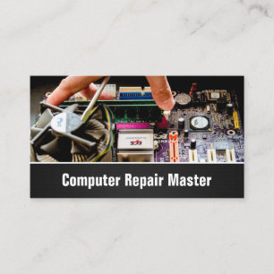 コンピュータ修理技術者のPCマザーボードの写真 名刺