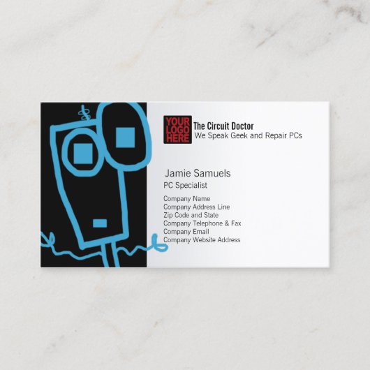 コンピュータ修理用名刺ロクールボットギーク 名刺 (正面)