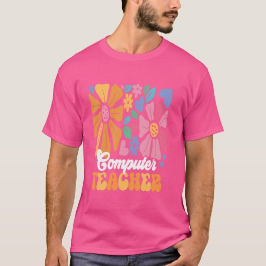 コンピュータ先生サイエンスITテクノロジーBack T Tシャツ (正面)