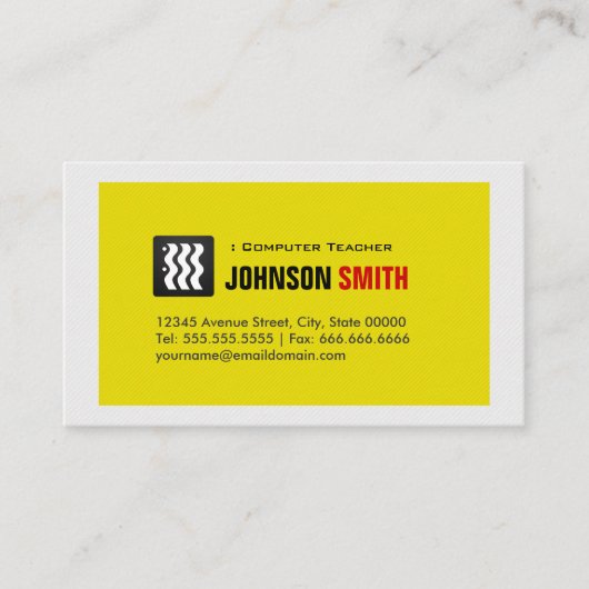 コンピュータ先生 – アーバンイエローホワイト 名刺 (正面)