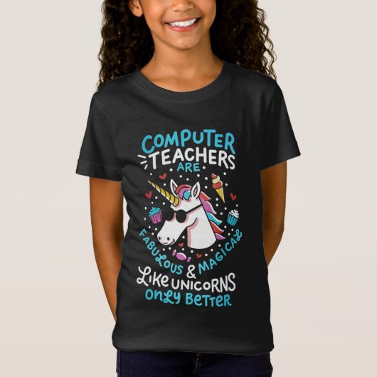 コンピュータ先生Unicorn FunnyTeacherの感謝 Tシャツ (正面)