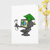 コンピュータ卒業生 カード (黄色い花)