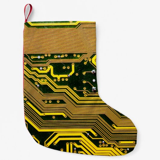 コンピュータ回路ボード電気通信,抽象芸術, スモールクリスマスストッキング (正面)