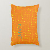 コンピュータ回路基板オレンジ色の黄色のキッズ名 アクセントクッション (正面(垂直))