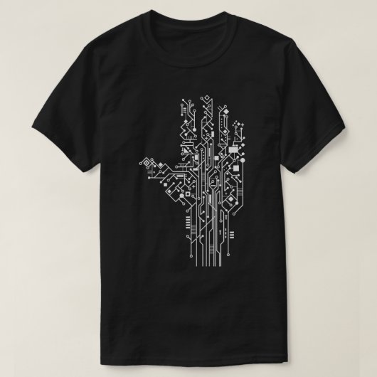 コンピュータ回路基板ハンドテックおたくギーク工学 Tシャツ (デザイン正面)