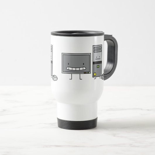 コンピュータ家族それスクリーンのマウスのPCタワー トラベルマグ (正面右)