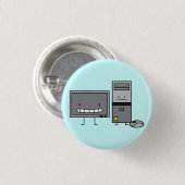 コンピュータ家族それスクリーンのマウスのPCタワー 缶バッジ (正面&裏面)