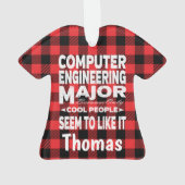コンピュータ工学専攻の士大学の人々レッドプレイド オーナメント (裏面)