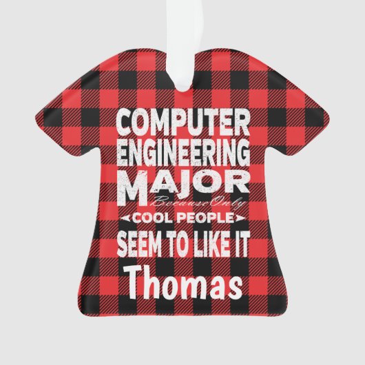 コンピュータ工学専攻の士大学の人々レッドプレイド オーナメント (正面)