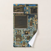 コンピュータ懸命ドライブ回路基板 – 青 バスタオルセット (ハンドタオル)