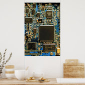 コンピュータ懸命ドライブ回路基板 – 青 ポスター (キッチン)