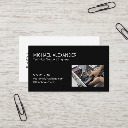 コンピュータ技術者によるハードウェアの交換 名刺 (正面/裏面インサイチュ)