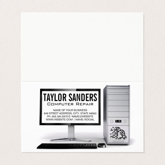 コンピュータ技術者の修理 名刺 (外部フラット)