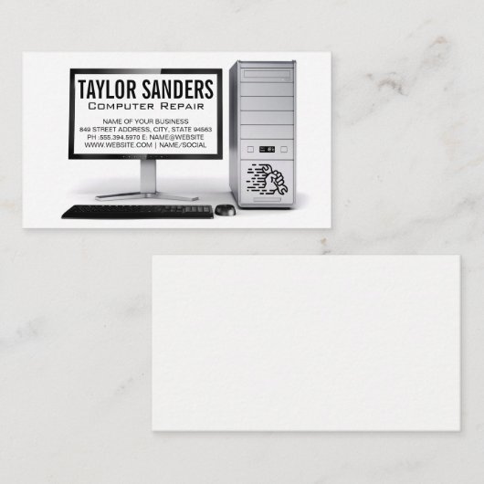 コンピュータ技術者の修理 名刺 (正面/裏面)