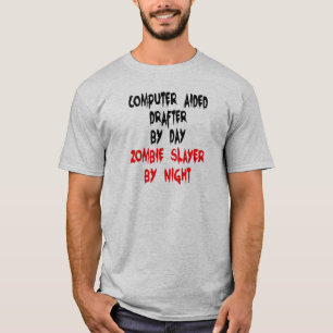 コンピュータ支援製図者CADゾンビジョーク Tシャツ