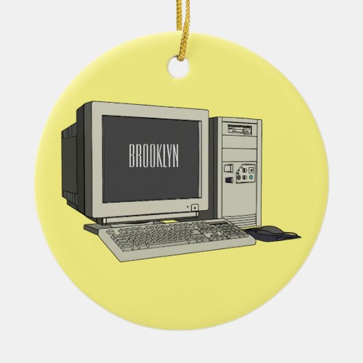 コンピュータ漫画イラストレーション セラミックオーナメント (正面)