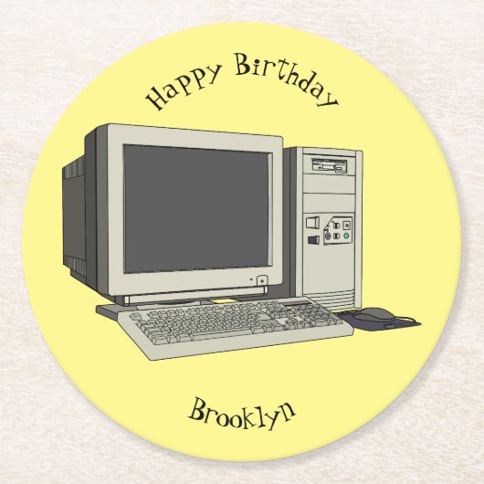 コンピュータ漫画イラストレーション ラウンドペーパーコースター (正面)