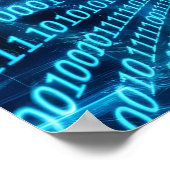 コンピュータ画面の青いバイナリコードマトリックス ポスター (角)