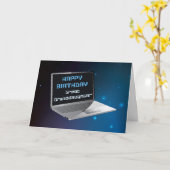 コンピュータ素晴らしーとの孫娘誕生日 カード (黄色い花)