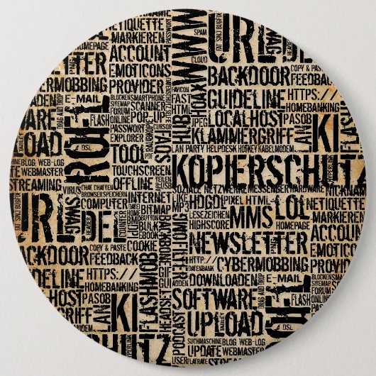 コンピュータ辞書 – ヴィンテージ 缶バッジ (正面)