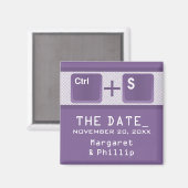 コンピュータ鍵制御Save the Date Magnet, Purple マグネット (正面/裏面)