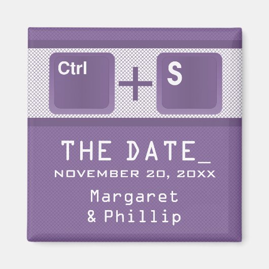 コンピュータ鍵制御Save the Date Magnet, Purple マグネット (正面)