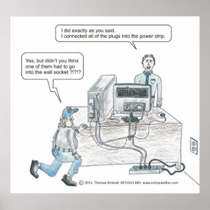 コンピュータ電源コードは漫画を出します ポスター